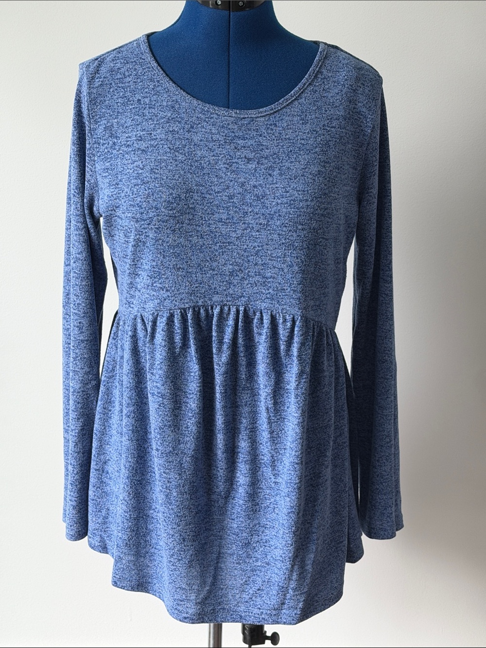 Blue Long-Sleeve Babydoll Maternity Top - Women